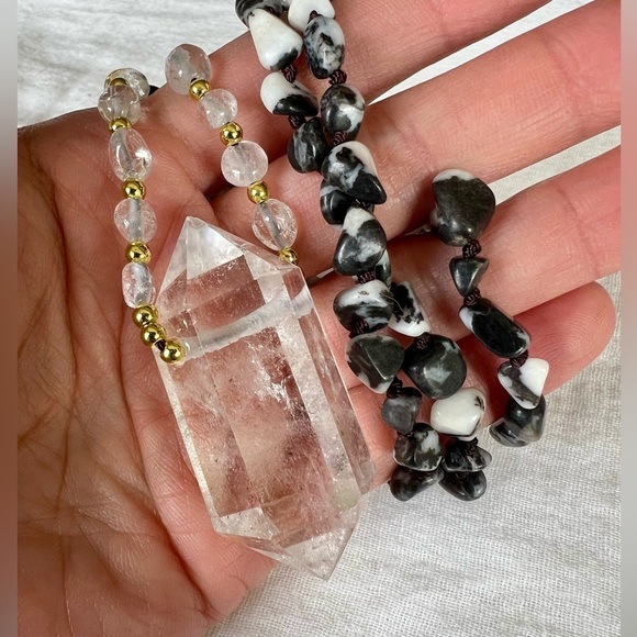 Jewelry - White Buffalo Turquoise + DT Quartz Mala Necklace Pendant